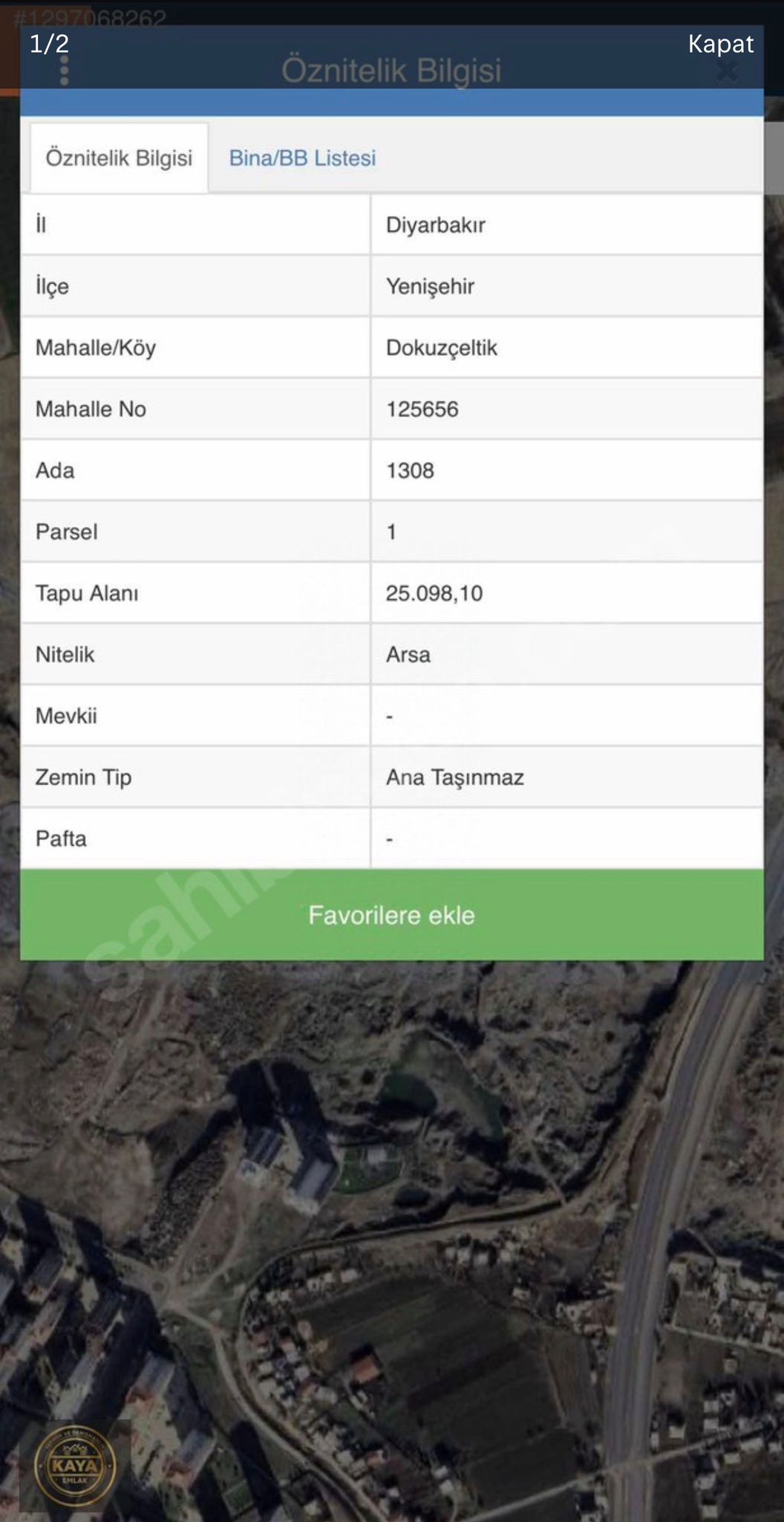 KAYA EMLAK'TAN DOKUZÇELTİK İMARLI ARSA